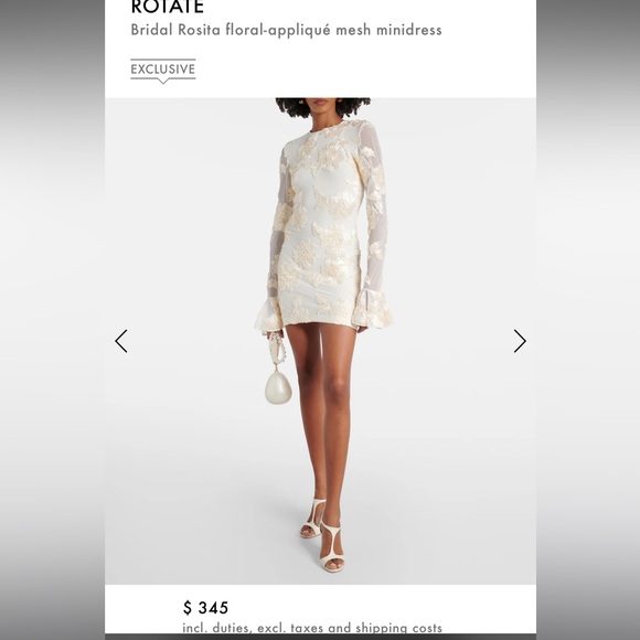 Rotate Dresses & Skirts - Rotate - Bridal Rosita Floral Appliqué mesh MiniDress - Size 42 (US12)